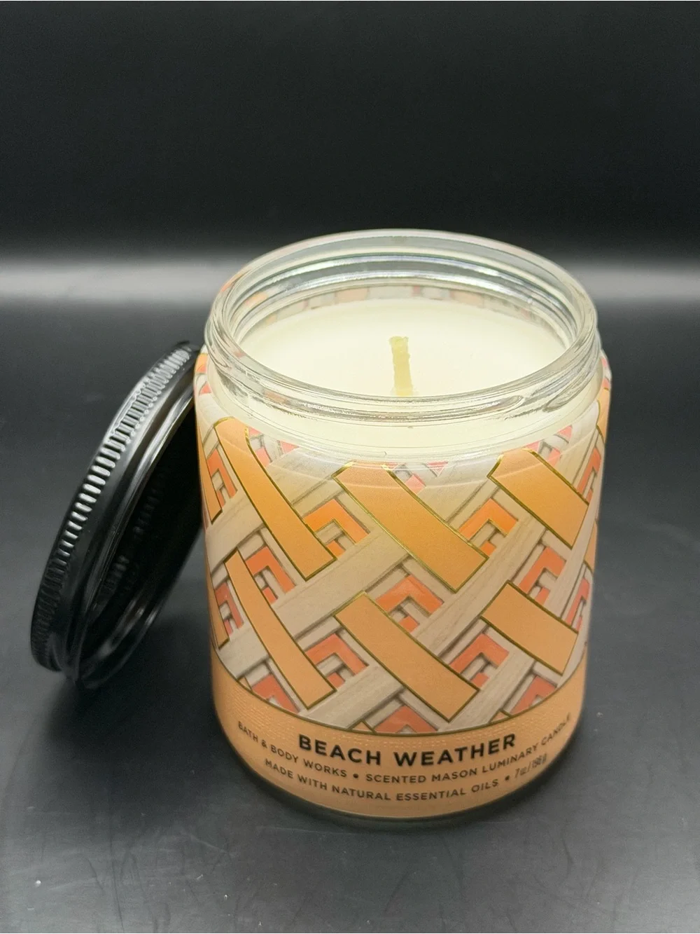 Bath & Body Works Beach Weather 8OZ Patterned Scented Mason Jar Candle